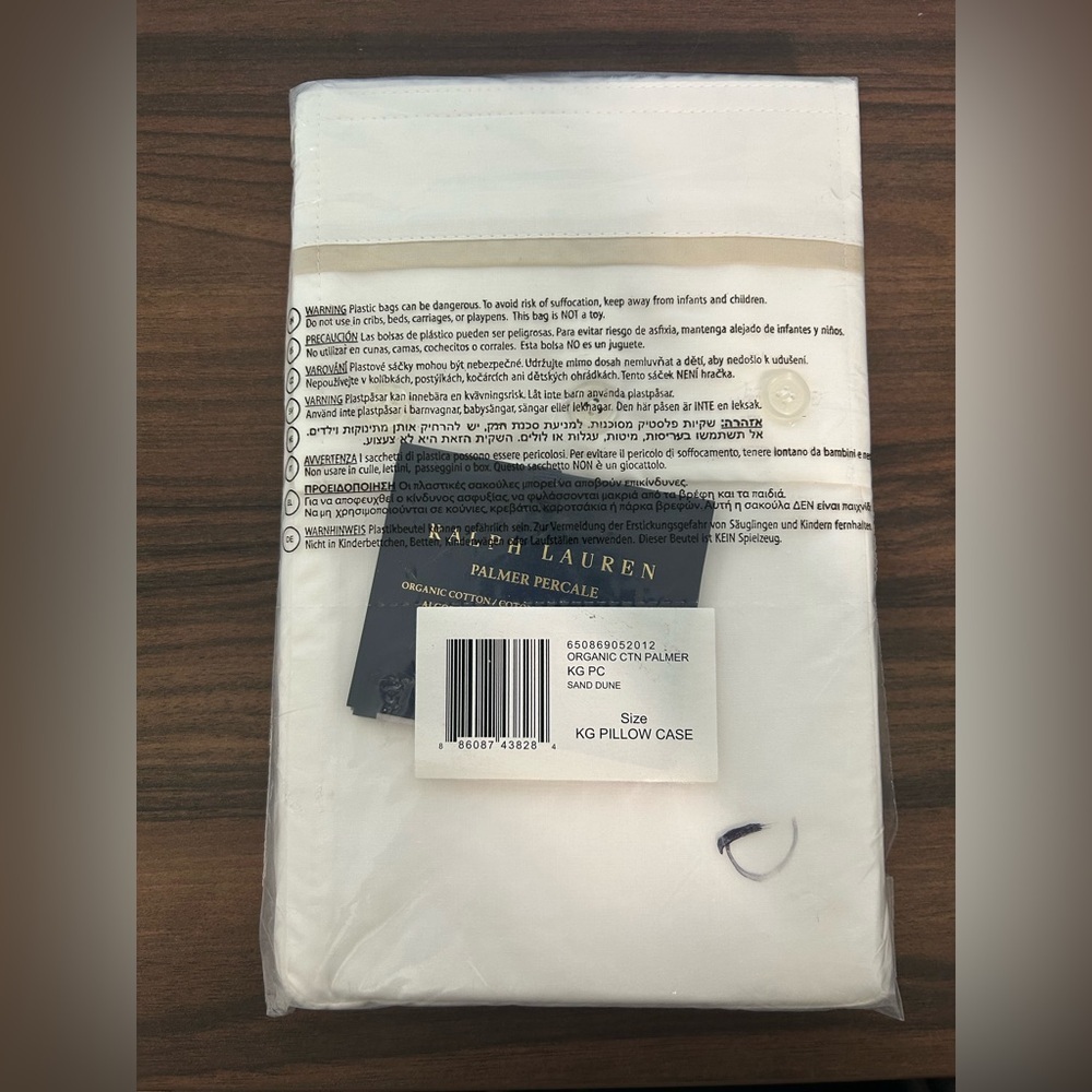 Ralph Lauren Organic Cotton Palmer Percale 2 King Pillowcases Sand Dune
